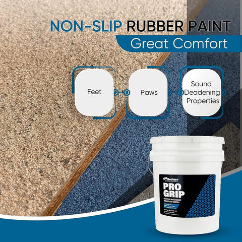 Heavy Duty Rubberized Non Slip Spray Coating Delivers Rock Solid Grip For Wet Patios Decks And Pool Areas Providing Durable Anti Skid Layer For Concrete Wood And Fiberglass Surfaces Game Ready with rubber paint container and textured surface.