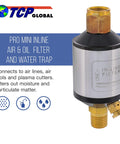 Mini Inline Air Filter And Oil And Water Separator For Compressor Lines, Aluminum Body With Drain Valve And Water Trap