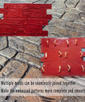 Pro Grade Concrete Stamp Molds Set For Outdoor Projects With Realistic Cobblestone, Brick, And Wood Grain Textures shown on stone surface
