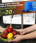 Blue RVMATE heated RV water hose, 35 ft, with -20°F freeze protection and connectors