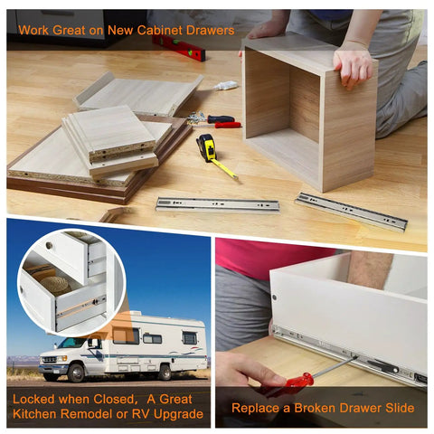 Soft Close Drawer Slides 22 Inch Full Extension Two Pairs Built Tough Heavy Duty 200 Lb Load Quiet Hydraulic Dampers Black Finish For Kitchen Cabinets And Dressers, 22-inch slides for cabinet drawer installation