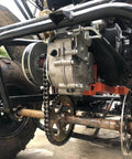 Side view of Forward Reverse Gearbox Kit for Go Karts with 11 to 18 HP engines, showing 12-tooth 530 pitch sprocket and installation.