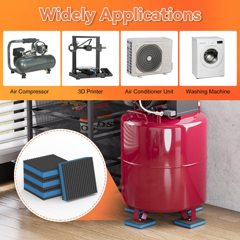 Heavy Duty Rubber Anti-Vibration Pad Kit 4x4 Inch With Blue EVA Center Isolation Pad for air compressor and washing machine