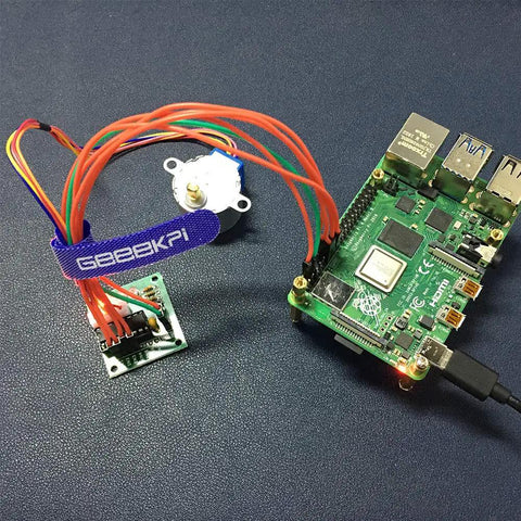 5 Pack Geared Stepper Motors 28BYJ-48 5V with ULN2003 driver board connected to Raspberry Pi for robotics projects