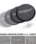 Heavy Furniture Sliders 3.5 Inch Carpet Movers Set For Easy Glide Across Any Floor shown sliding over low to high pile carpet