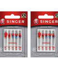 Universal Regular Point Sewing Machine Needles Set for Woven Fabrics Assorted Sizes 80 12 90 14 100 16 Two Packs Compatible With Most Machines Like Brother Kenmore Color Coded for Easy Size Pick and Smooth Stitching. Singer universal sewing needles pack, color-coded sizes 80/12, 90/14, 100/16, 10 pc