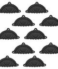 Matte Black Cup Drawer Pulls For Cabinets And Kitchen, Mystic Colonial Style Flat Black Cabinet Handles, Pack Of 10