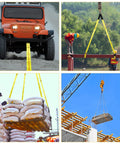 Two Pack Beefy 10 Ft Nylon Lifting Slings 1 Inch Wide Heavy Duty Web Straps With Flat Eye Ends in various construction applications.