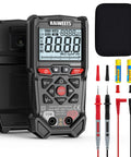 KM200P Digital Multimeter with all button operation, TRMS auto ranging, 4000 counts, NCV detection, accessories and case shown