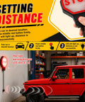 Precision LED Garage Parking Sensor With Adjustable Range And Bright Red Yellow Green Light Feedback For Dead Simple Car Stop And No Sweat Parking In Tight Spots - setting distance instructions with LED display.
