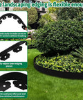 Easy No Dig Landscape Edging Border Kit with Scissors and 20 Spikes, 2-inch tall black plastic for garden edges, shown in use.
