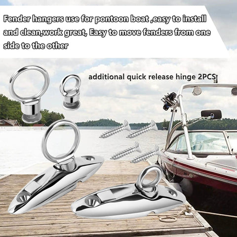 316 Marine Grade Stainless Steel Quick Release Fender Hangers For Pontoon Boats with screws and swivel design.