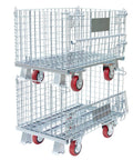 Beefy Heavy-Duty Collapsible Wire Mesh Cart With Casters 32x20x24 Steel Storage Bin 1500 Lb Capacity Stackable Industrial Tote For Warehouse Factory And Workshop, stacked view