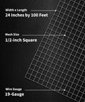 Half Inch Hardware Cloth 24 Inch By 50 Foot Welded Wire Mesh Roll 19 Gauge Hot Dip Galvanized After Welding for garden fencing