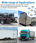 Image showing various trailers and vehicles utilizing Real Deal Trailer Cam Hasp Latch Hardware Kit Ships With Eight Five Sixteenths Inch Torx Barrel Nuts And Zinc Plated Steel Bolts For Smooth Enclosed Cargo Door Hookup.