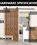 Black Rustic Non Bypass Sliding Barn Door Hardware Kit Built Tough For A Single Door 7ft Long Flat Track With T Shape Rollers