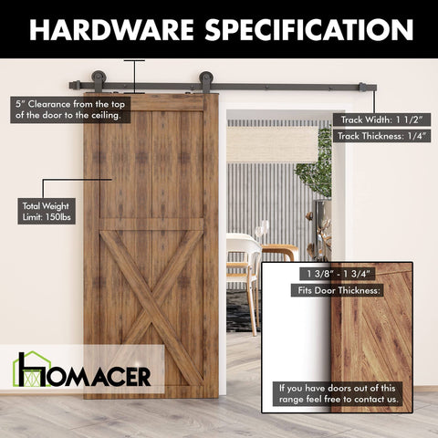 Black Rustic Non Bypass Sliding Barn Door Hardware Kit Built Tough For A Single Door 7ft Long Flat Track With T Shape Rollers