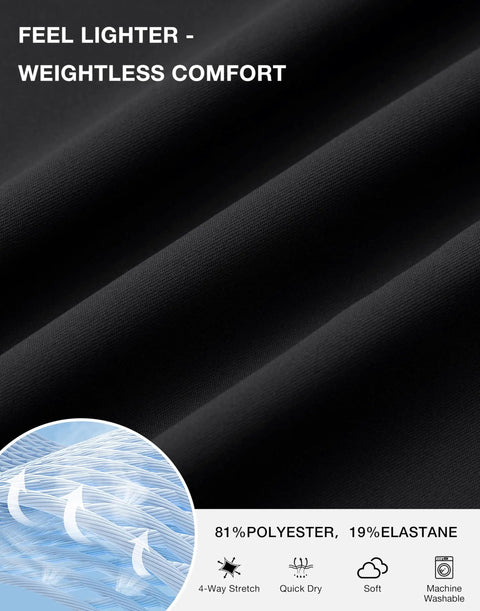 Close-up of black fabric highlighting Women's 5 Inch Athletic Running Shorts With Quick-Dry Stretch, High Waist, 3 Pockets features