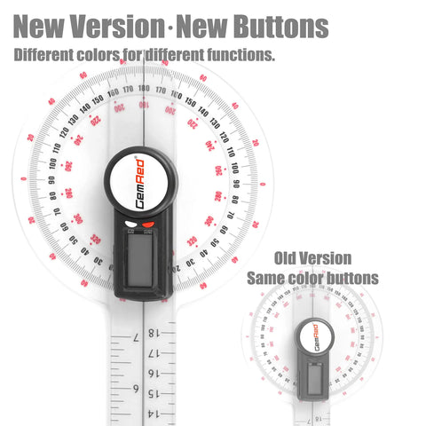 12 Inch Digital Goniometer For Joint Range Of Motion Measurement With Color Coded Buttons And Quick Zero Reset A Real Time Saver For Rehab Pros And Physical Therapy ROM Tracking, shown with old version