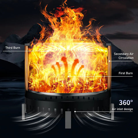 Stainless Steel Smokeless Fire Pit 19.5 Inch Outdoor Bonfire With Tote Bag And Fire Poker No Eye Stinging Smoke Low Smoke Wood Visualization