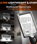 Lighted Handheld Magnifier With 20 LED Lights Dual Magnification Rectangle Glass For Seniors Reading Senior Friendly