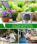 3W Solar Drip Irrigation System With Digital Programmable Smart Watering Kit And 2200mAh Battery for potted plants outdoors.