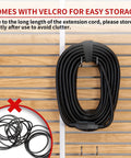 Front view of black Skrizcable outdoor extension cord, 25 ft, 16/3 SJTW, 3-prong, ETL listed