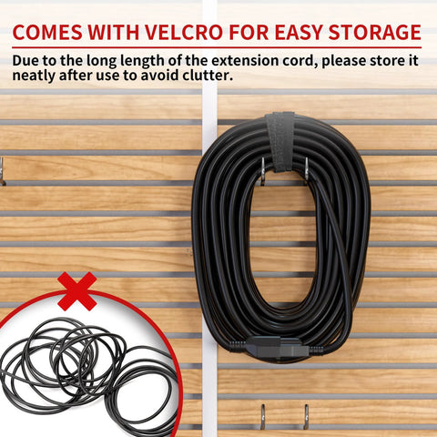 Front view of black Skrizcable outdoor extension cord, 25 ft, 16/3 SJTW, 3-prong, ETL listed