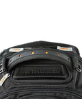 Top view of Tough 1200D Ballistic Polyester Laptop Backpack showing main compartment zippers and crush-proof eyewear pocket