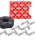 Get That Propshaft Flexible Coupling Kit Feat Bilstein German Made For Serious Ride Quality And Durability Pack Of One 105 Mm Pitch Circle Diameter Weighing Just 1.4 Kg To Keep Your Car Rolling Smooth On Any Road You Choose Today., BMW propshaft flexible coupling kit 105mm with bolts and Febi Bilstein box