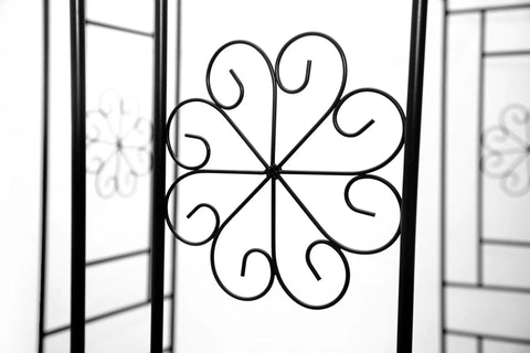 Decorative detail of Steel Garden Arch For Climbing Plants, 8 Feet High By 5 Feet 2 Inches Wide, Outdoor Yard Arbor With Weather Resistant Black Epoxy Finish