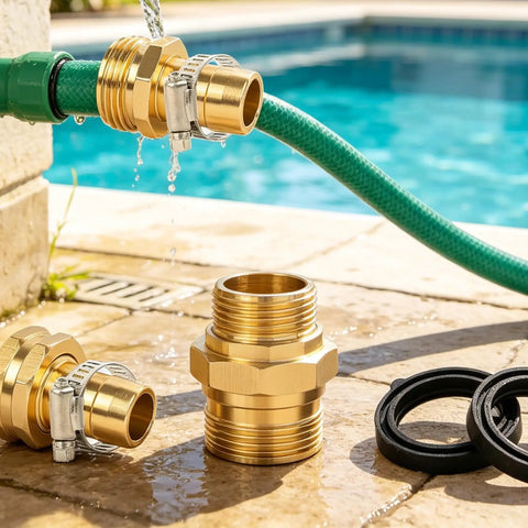 Awesome 5 Set Garden Hose Repair Kit With Heavy Duty Aluminum Fittings And Rust Proof Clamps For Quick Fix Of Leaky Water Hoses, Sprinklers And Outdoor Faucets To Keep Your Lawn Looking Gnarly All Season Long, brass hose connector by pool