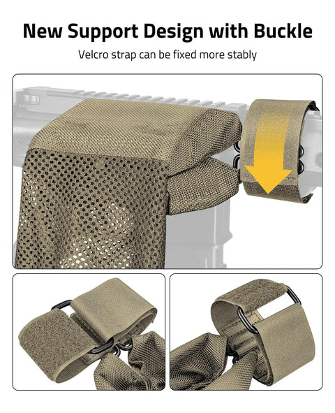 Heat Resistant Mesh Brass Shell Catcher with Padded Casing Quick Release Brass Catcher featuring buckle and strap detail