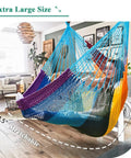Upgraded Caribbean Hammock Chair With Detachable Steel Bar Large XL Rope Hanging Swing Chair indoors showcasing fabric.