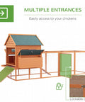 Big Ol Backyard Chicken Coop For Eight To Ten Hens With Nesting Boxes And Run In Bright Orange featuring multiple entrances