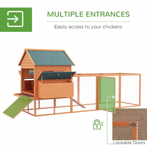 Big Ol Backyard Chicken Coop For Eight To Ten Hens With Nesting Boxes And Run In Bright Orange featuring multiple entrances