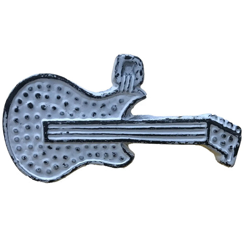 3 Inch Guitar Style Pull Handle for Cabinets, Drawers, Gates, Decorative Wrought Iron Knob in Black White Finish