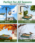 Heavy Duty WPC Platform Bird Feeder Hanging With 3.5 Lbs Capacity, Durable Seed Tray Feeder for outdoors in different seasons