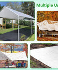 10x20 Ft Carport Replacement Canopy Cover Heavy Duty PE Shelter Tarp used for various outdoor setups