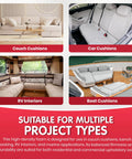 High Density Upholstery Foam Cushion Replacement 2 Inch Thick 24 Inch Wide 72 Inch Long Perfect For Sofa Or Couch Seat Cushions Benches And More Durable As Heck For DIY Upholstery Projects showing use in different settings.