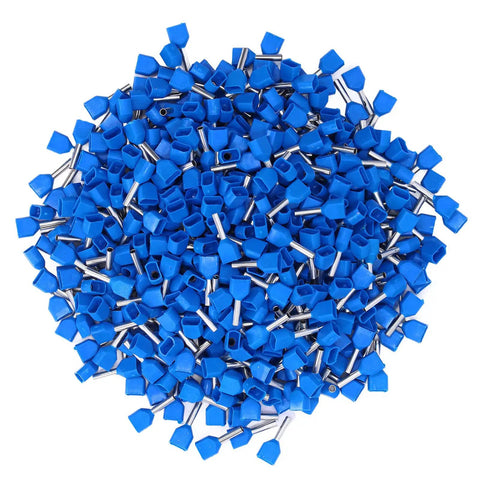 Top Tier 1000 Pcs Insulated Copper Ferrule Kit For TE7508 Terminals Perfect For Crimping AWG 20 Solid Stranded Wires With Safety Insulation For Home And Heavy Machinery Electric Work, blue insulated copper ferrules