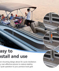 Pontoon boat with Gate Door Stop Hinge Set For Pontoon Boats Anti Rattle Left And Right Beefed Up Door Stopper visible on the gate.