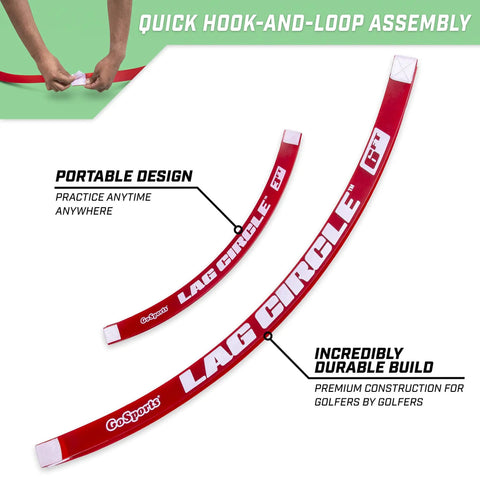 Lag Circle Golf Training Tool For Short Game With 6 Ft Chipping Circle And 3 Ft Putting Circle, semi-circle components