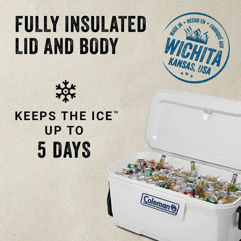 100 Qt Wheeled Marine Cooler With Fully Insulated Lid And Body Keeps Ice Up To Five Days In 90 Degree Heat Holds 160 Cans