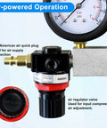 JoyFans cylinder leak-down tester with dual pressure gauges and red regulator knob for gasoline engines