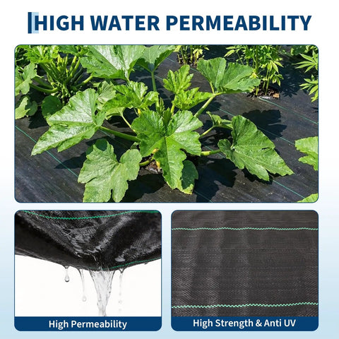 Heavy Duty Weed Barrier Landscape Fabric For Garden Beds And Landscaping, Woven Polypropylene Ground Cover with high permeability
