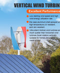 3000W Wind Turbine Kit With 12V 24V Vertical Axis Maglev Generator And Controller installed on roof with red and blue blades
