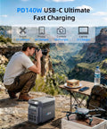 Man using Power On The Go 1024Wh LiFePO4 Portable Power Station With 1800W Pure Sine Wave Output, Solar Generator in nature.