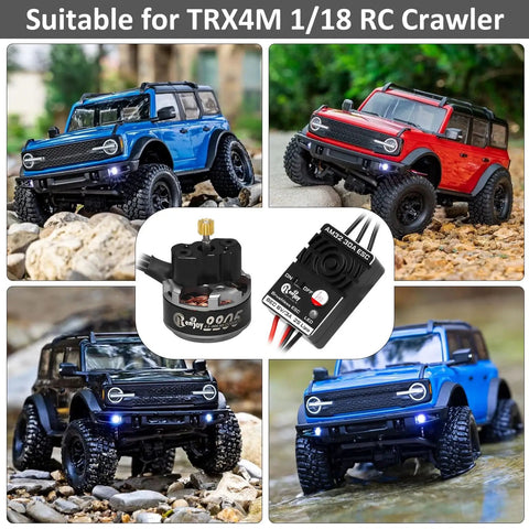 Beefed Up 2205 2200KV Brushless Outrunner Motor with Mount and 30A ESC for TRX4M 1/18 RC Crawler Upgrade in blue and red models