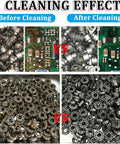 Before and after images showing cleaning results of parts using Kickass Ultrasonic Cleaner With Built In Heater And Digital Timer.